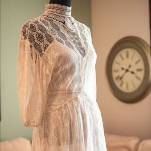 Free People Cream Lace Dress High Neck Open Back